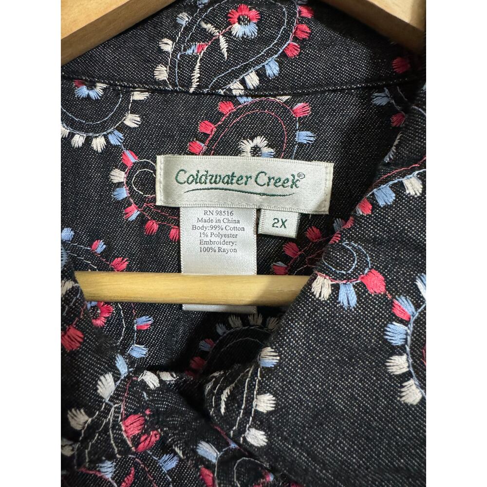 Coldwater Creek Embroidered Paisley Button Front Jacket 2X - Picture 2 of 4